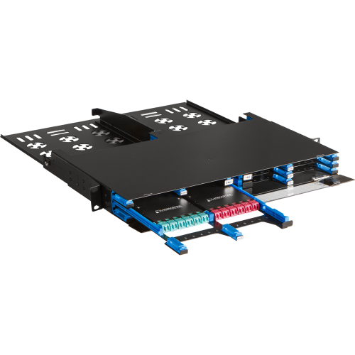 Патч-панель высокой плотности с выдвижными "лезвиями" на 6/12 компактных кассет MCC, 1U/19'', черная